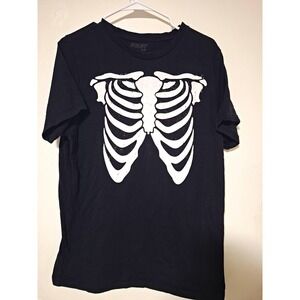 Mission Ridge Skeleton Ribs T-Shirt Men L Black Rib Cage Halloween Costume